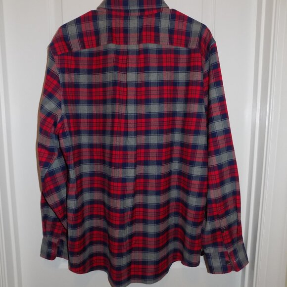 VINEYARD VINES Mens Large Red Gray Blue Plaid Classic Whale Fit Flannel Shirt - Picture 3 of 3